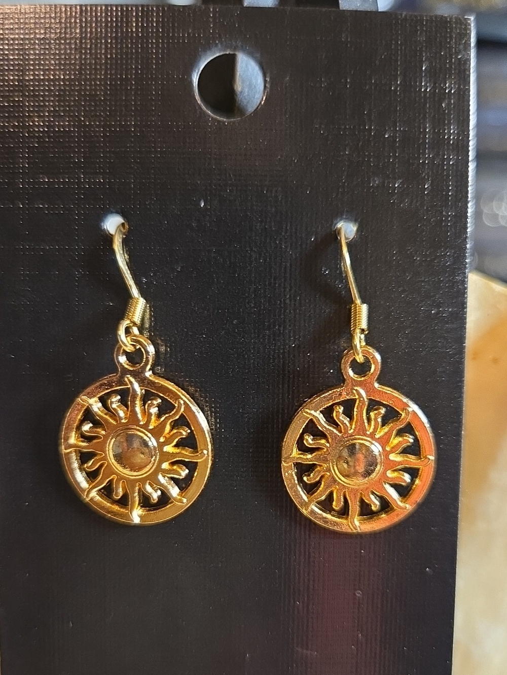 Gold Sunburst Drop Earrings - Women Jewelry